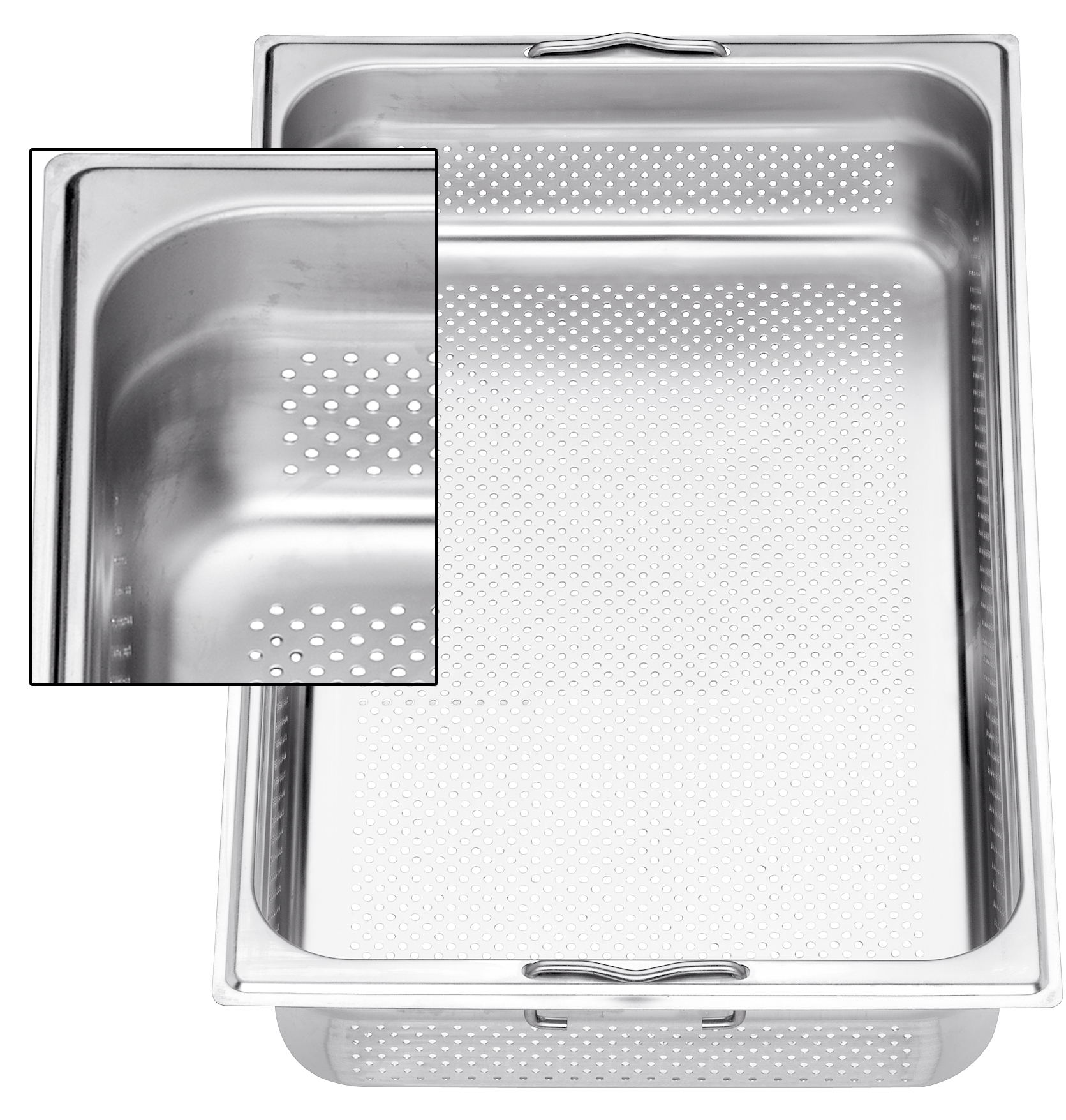 Kantin Perforerad med Handtag Rostfri GN 2/3x100mm