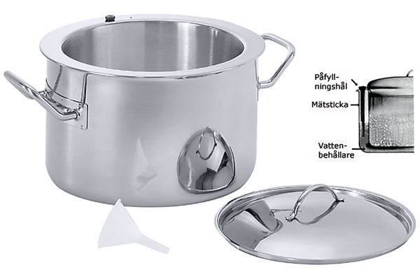 Grötkokare med lock rostfri Ø22cm h14cm 3L