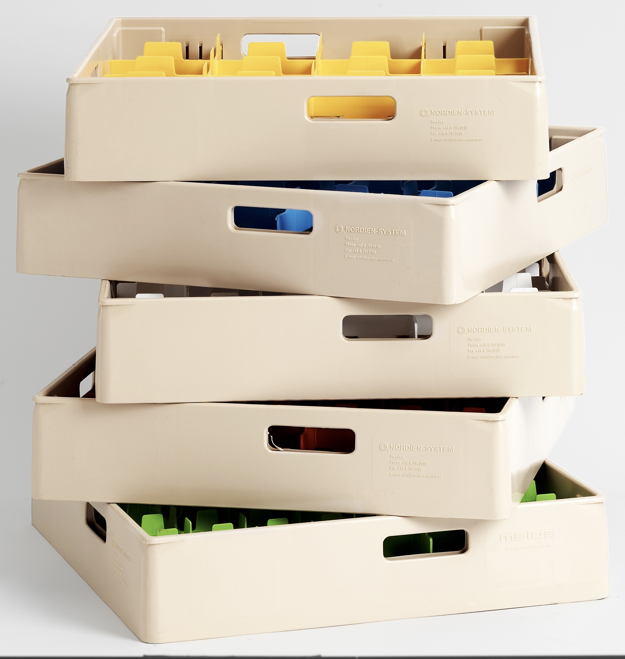 Fackindelad diskkorg beige/gul för glas