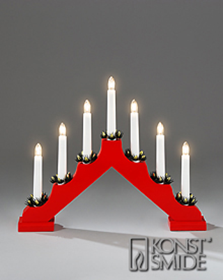 Ljusstake 7-armad röd
