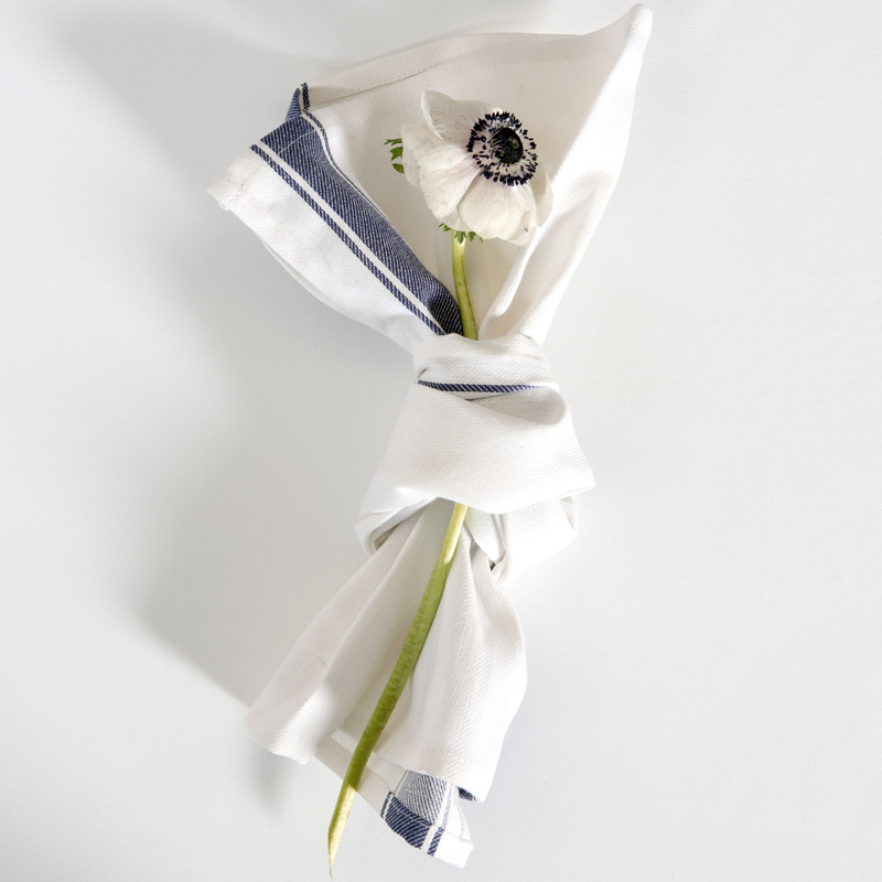 John Servetthandduk Vit med Blå Rand 50x70cm