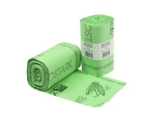 Sopsäck Biostark BioPLA 50L 17my 600x940mm grön