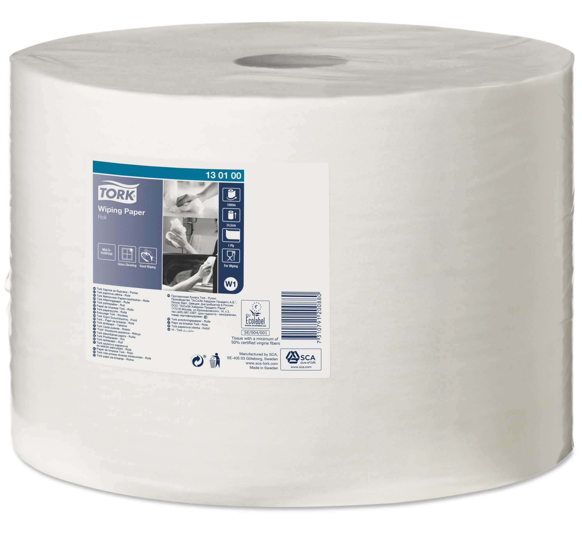 Avtorkningspapper W1 stor rulle 1-lag
24,5cmx1000m vit