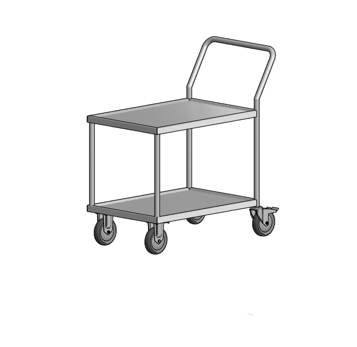 Vagn H78S Rostfritt stål, extrahylla 125mm hjul 2
svängbara med broms