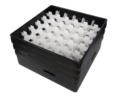 Fackindelad korg svart 500x500 mm + 3 ramar, 72
mm / 36 fack