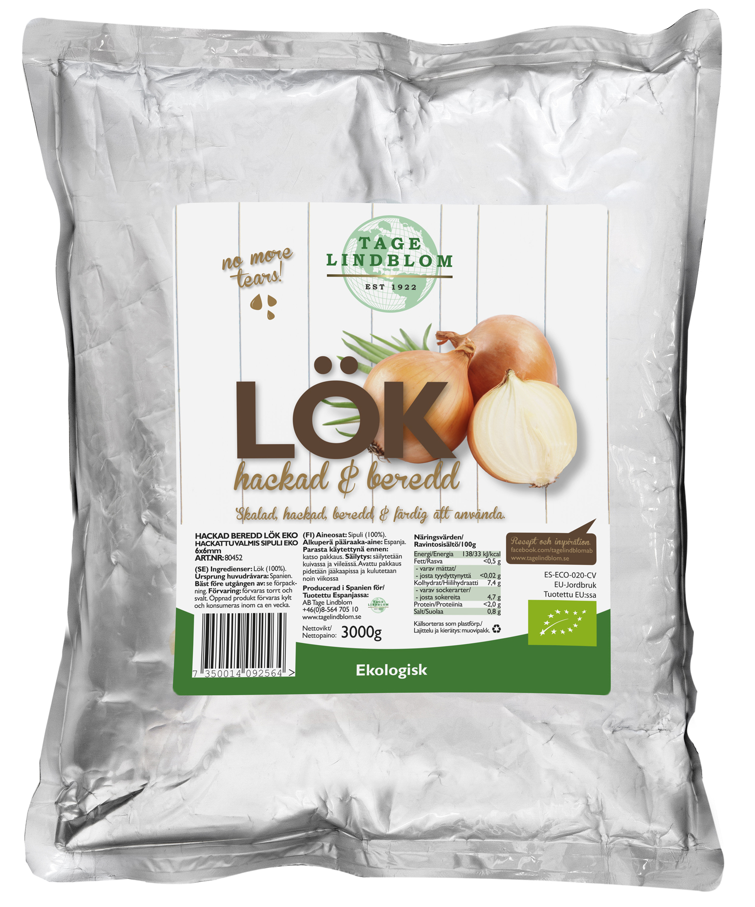 Gul Lök Hackad 6x6mm EKO