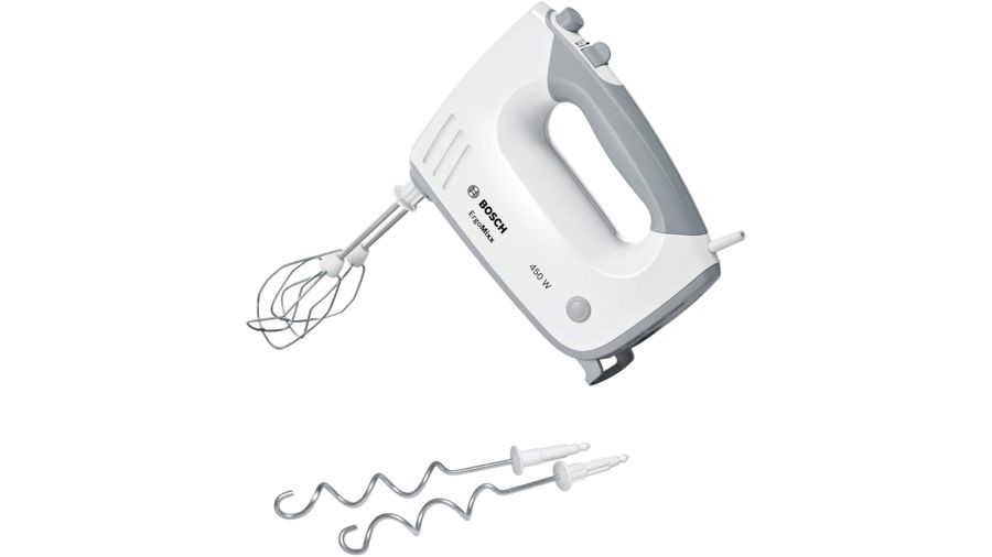 Elvisp plast vit 450W, vispar och degkrokar ingår