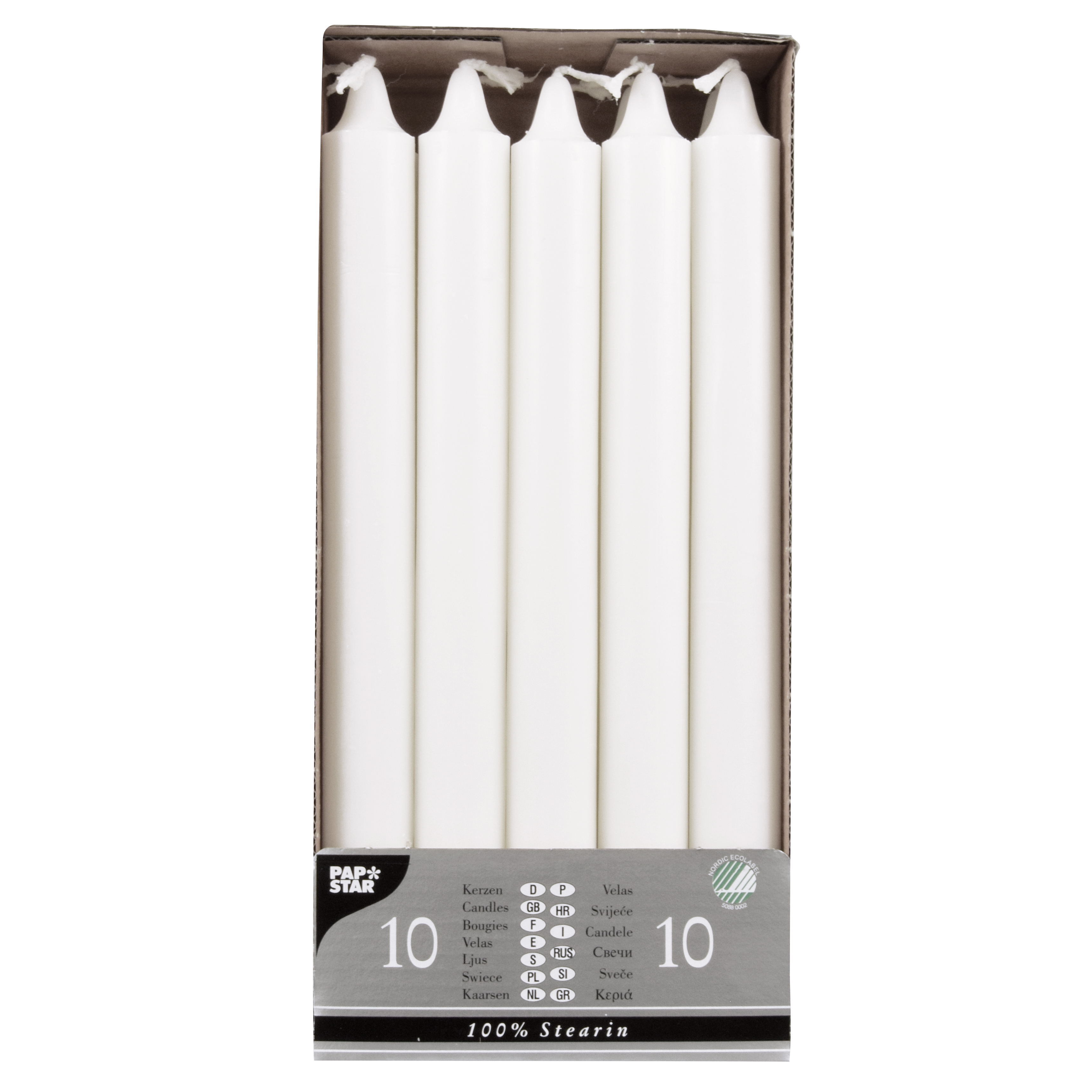 Kronljus Stearin 24x2,2cm 10-pack Vit