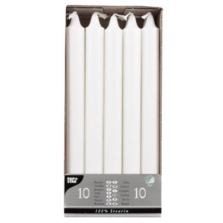 Kronljus Stearin 24x2,2cm 10-pack Vit