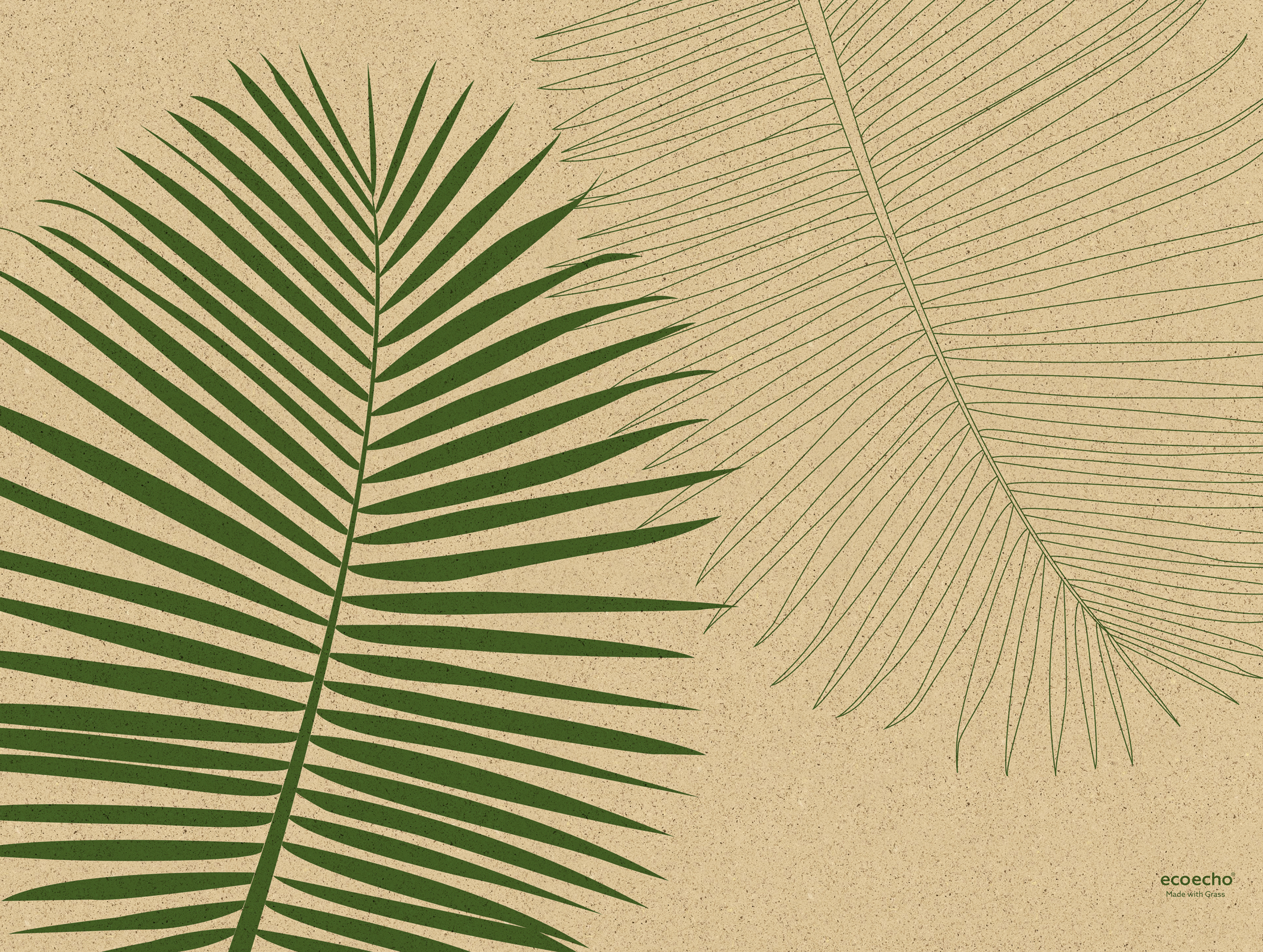 Tablett 30x40cm Löv Natur Grön