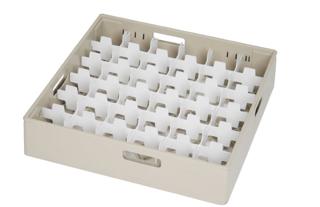 Fackindelad diskkorg beige/vit för glas