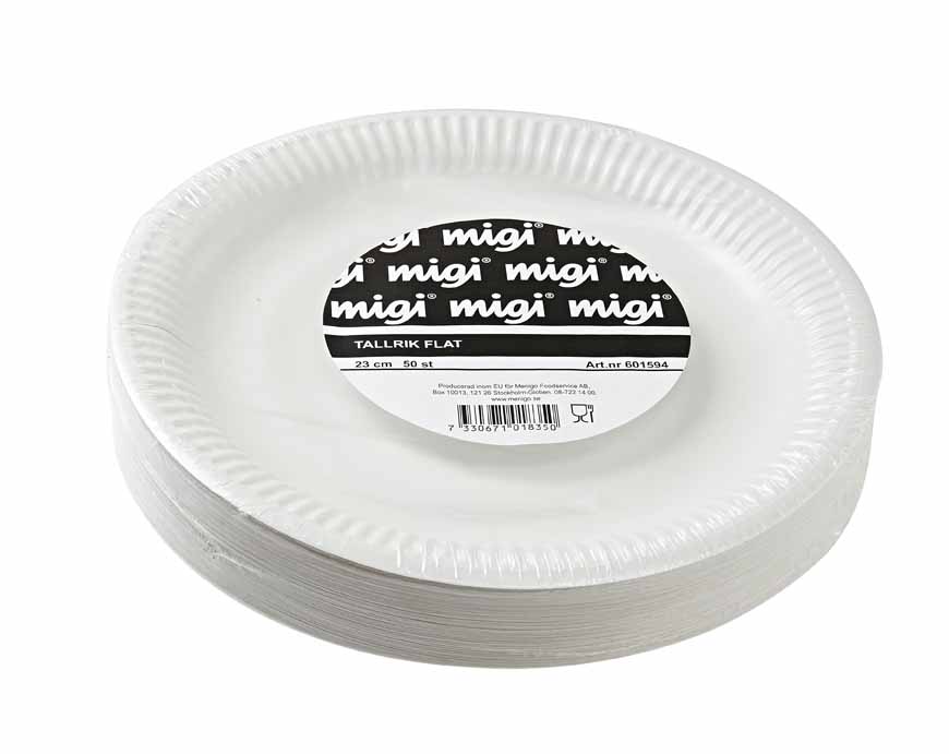 Tallrik Papper Vit 23cm