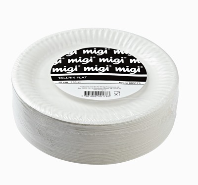 Tallrik Papper Vit 15cm