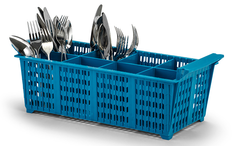 Bestickkorg 8 fack plast blå