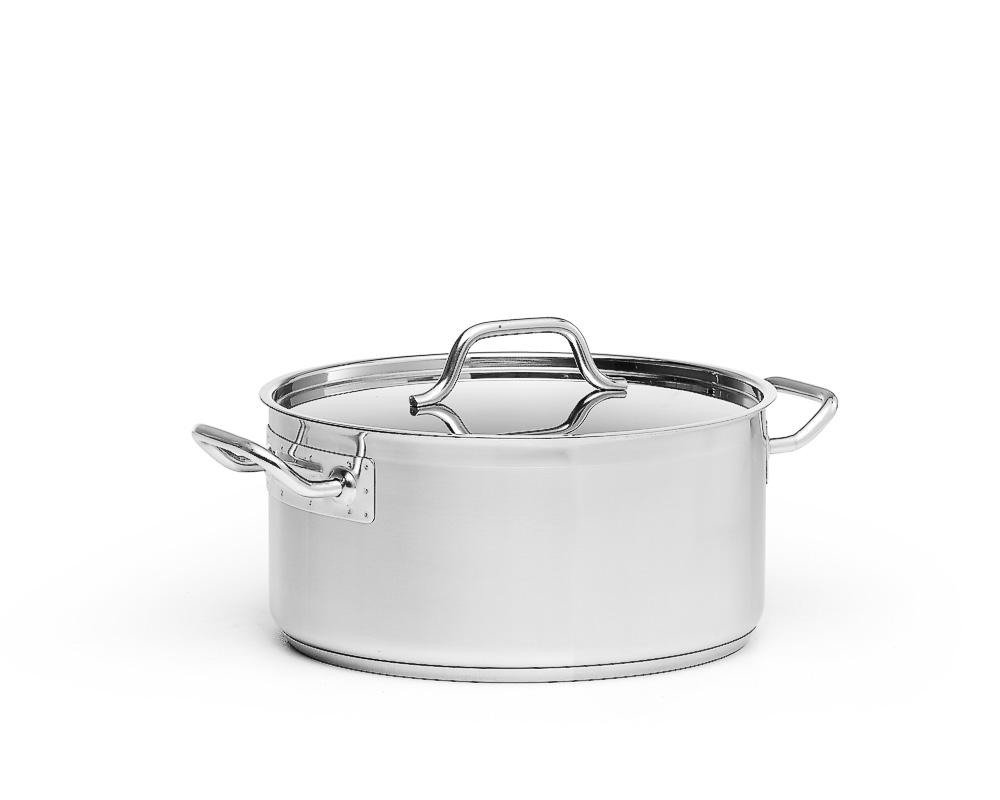 Kittel låg med lock rostfri Ø32cm h16cm 12,9L