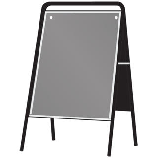 Gatupratare stål svart inkl plastfront 70x50cm