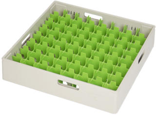 Fackindelad diskkorg för glas grå med grön insats