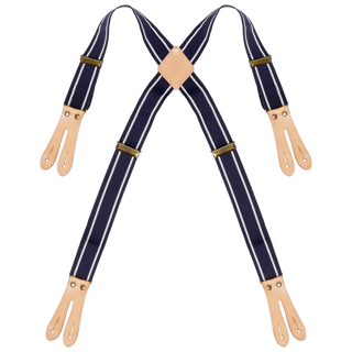 Resårhängsle med läder 0568 marin/vit rand L/XL