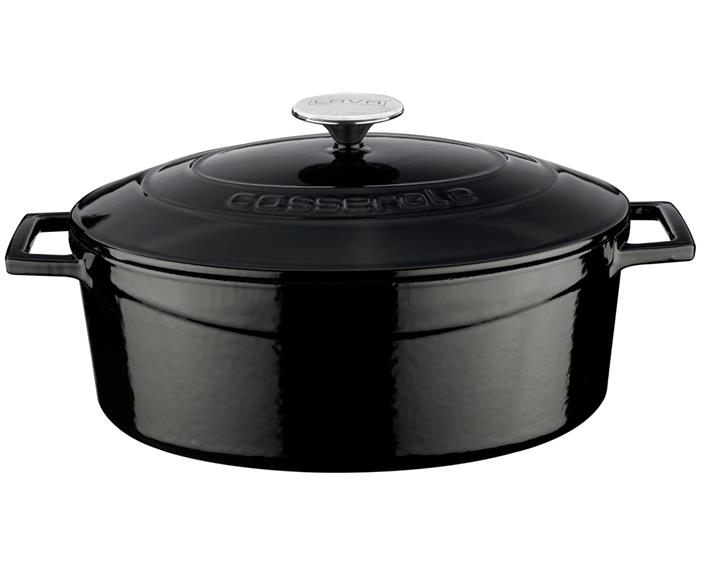 Gjutjärnsgryta oval emaljerad utsida inklusive
lock svart 4,67l