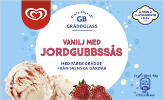 Vaniljglass med Jordgubbssås
