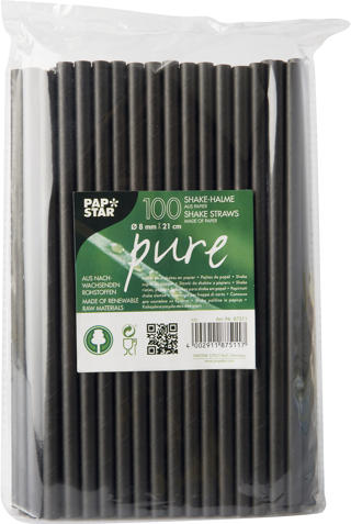 Sugrör Smoothie Papper Pure 0,8x21cm Svart