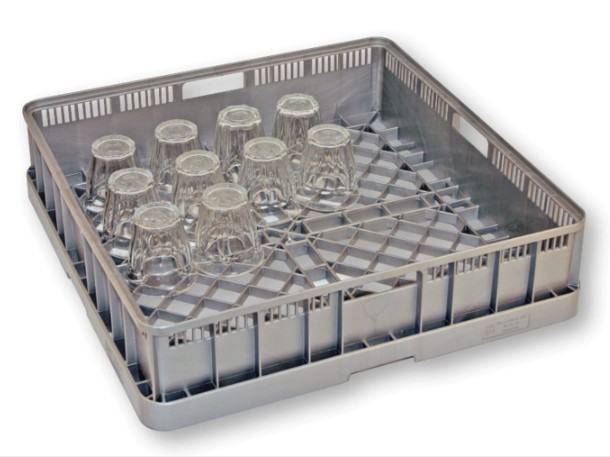 Diskkorg för glas och koppar hög grå 50x50cm