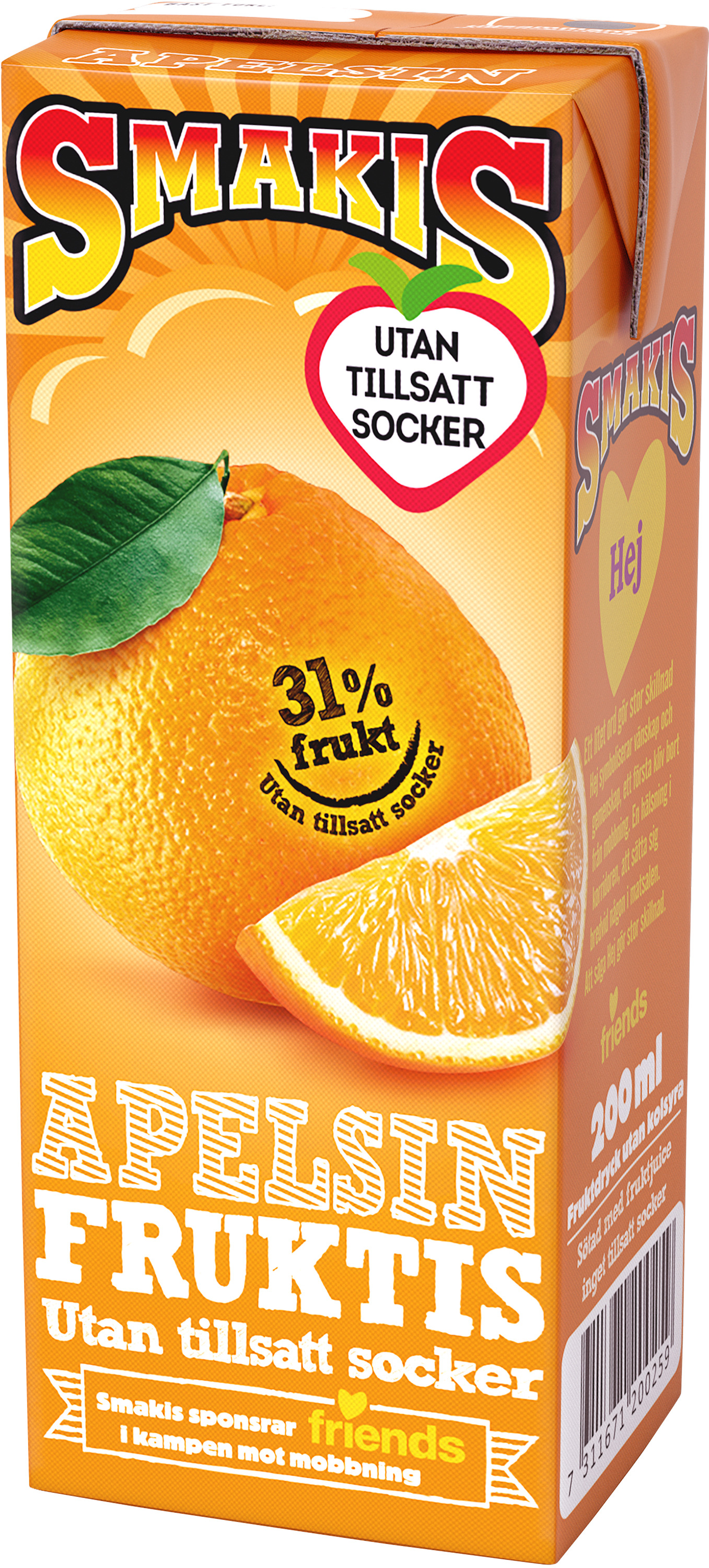 Fruktis Apelsin Utan Tillsatt Socker