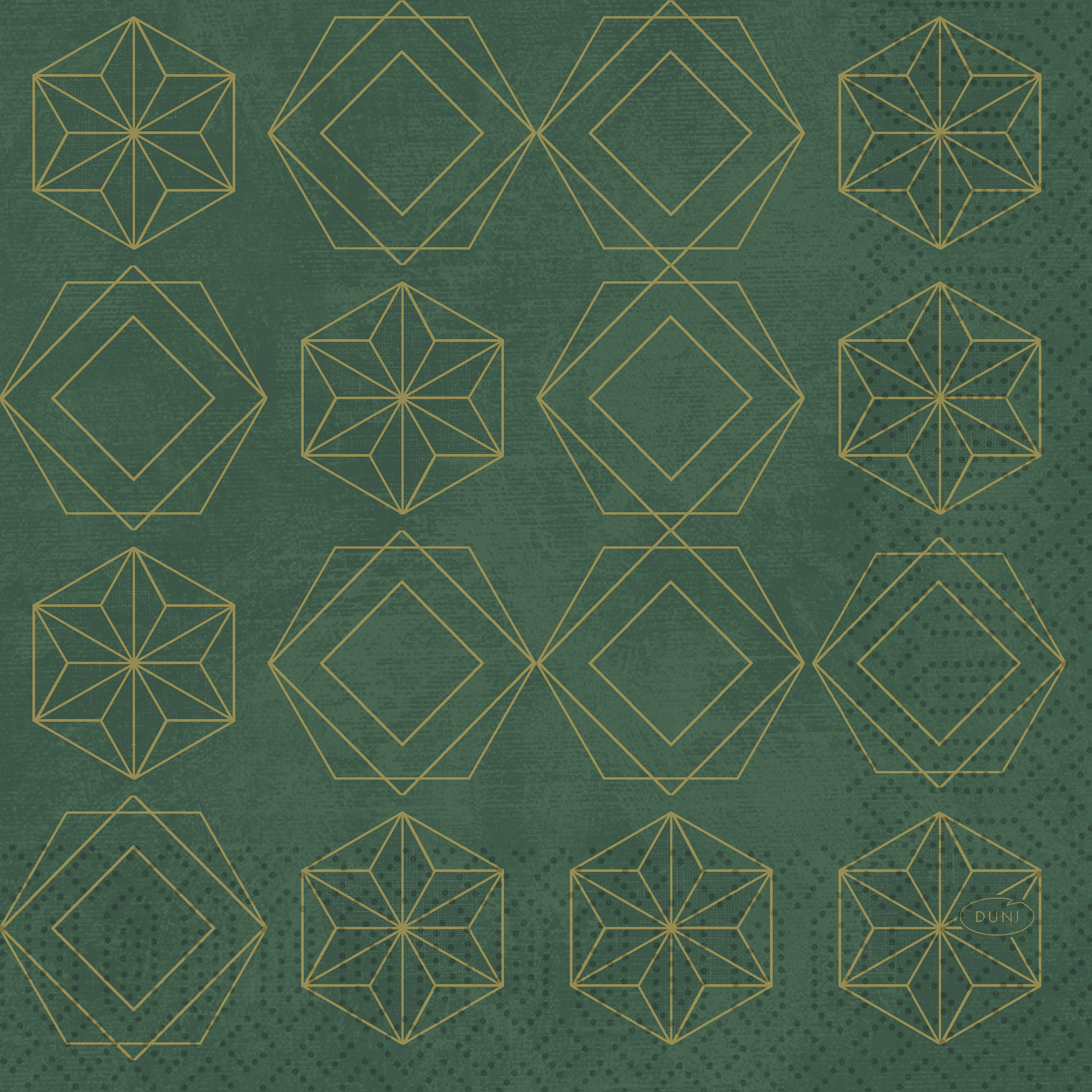 Servett 1/4-vikt 3-lag 33x33cm Gilded Star Jul