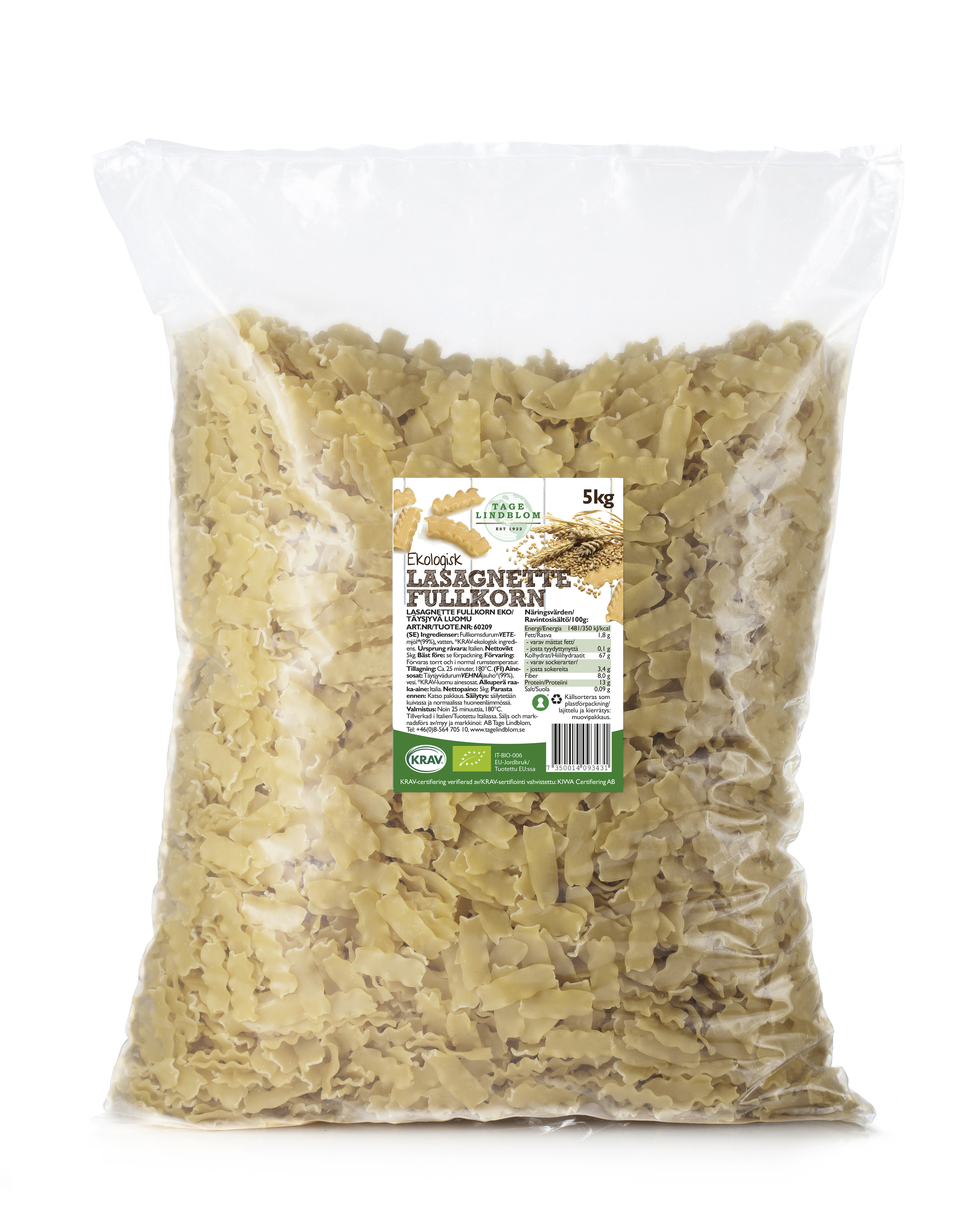 Lasagnette Fullkorn EKO KRAV