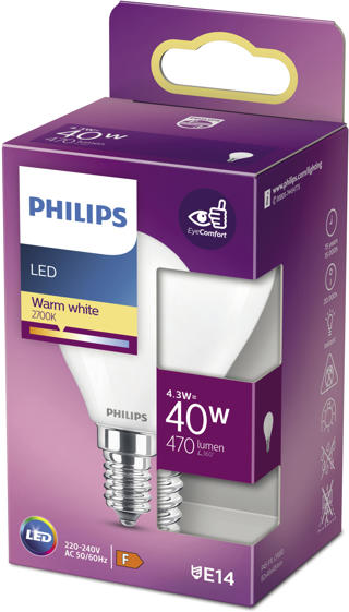LED-lampa Classic 40W P45 E14 Frostad