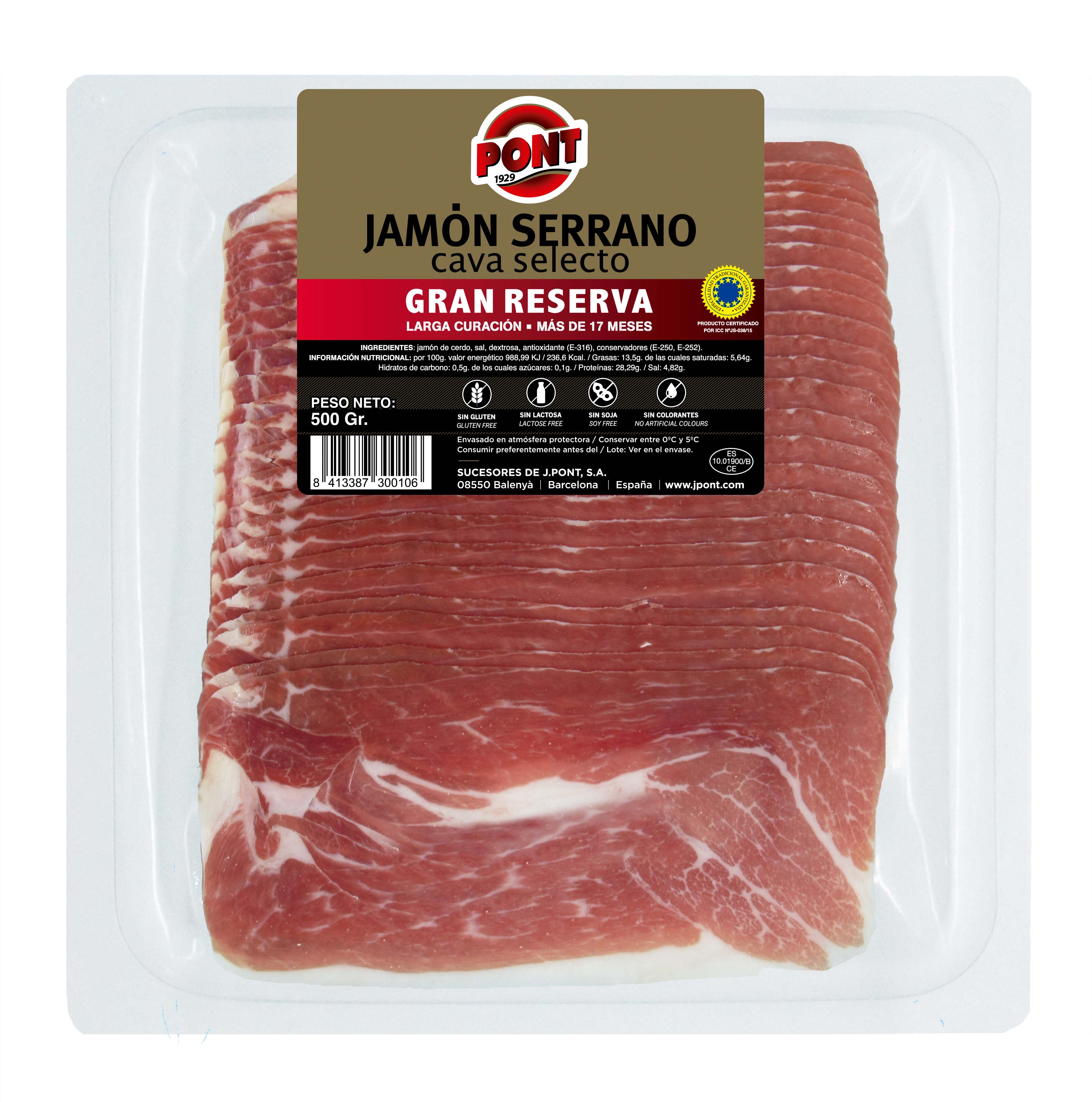 Skinka Serrano Gran Reserva Skivad