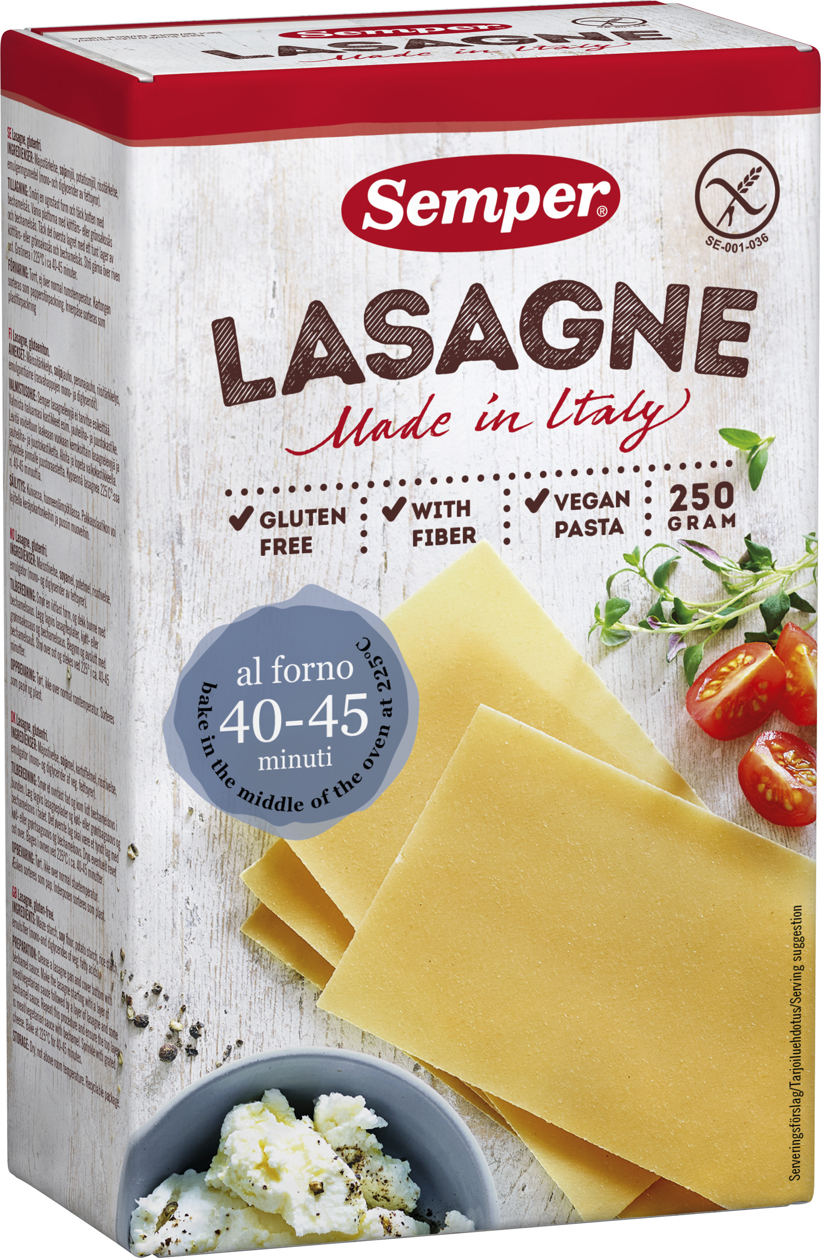 Lasagneplattor Glutenfri