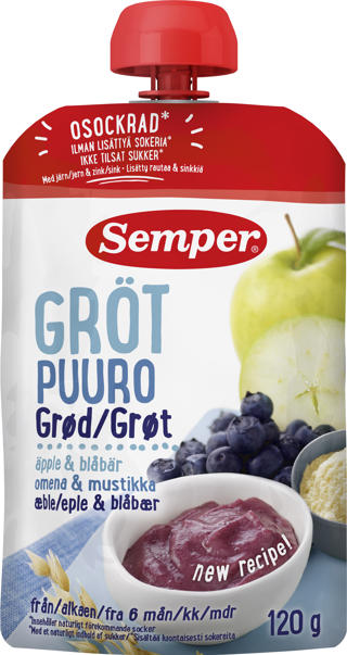 Gröt Äpple & Blåbär 6 Mån