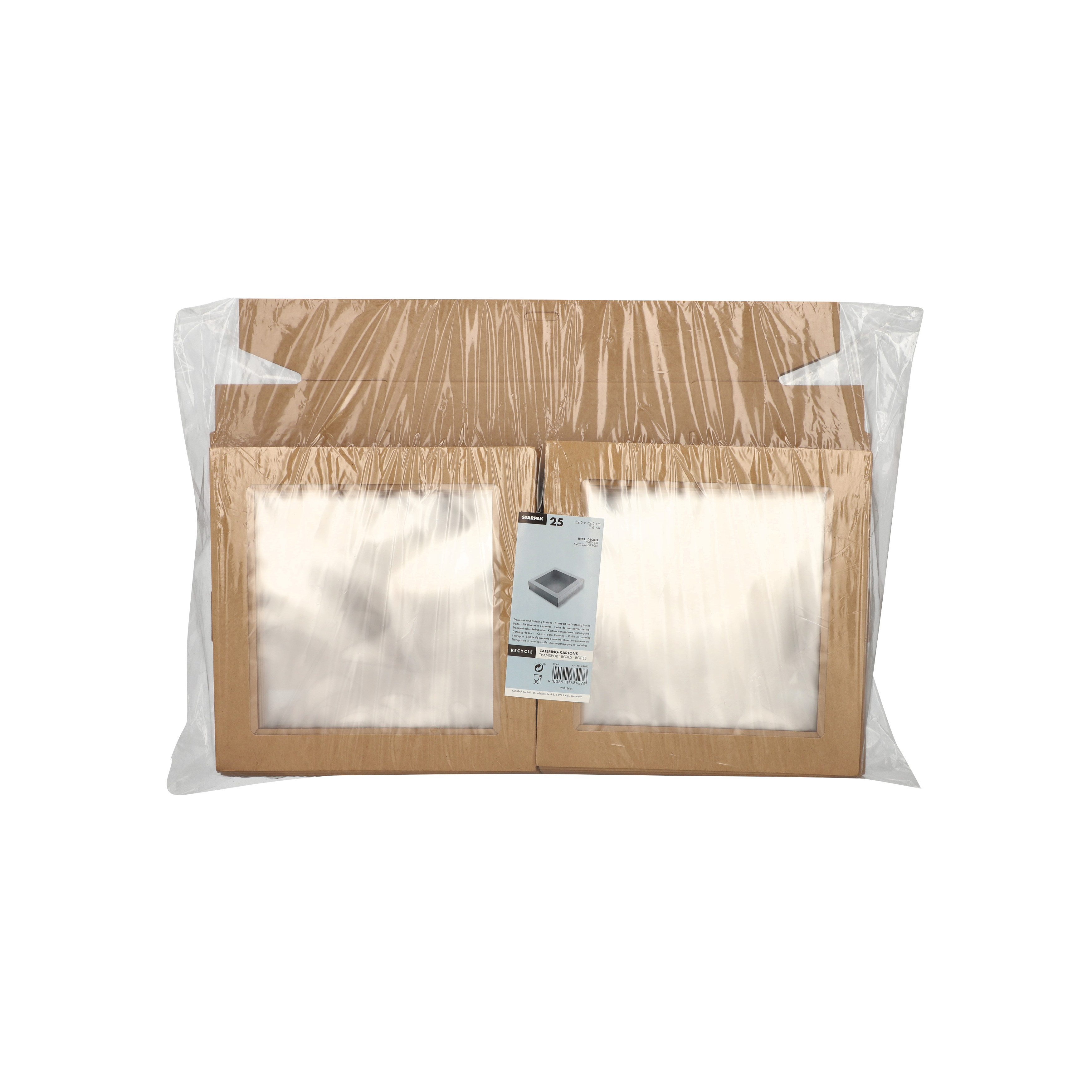 Cateringbox 6x22,5x22,5 med fönster av PET brun