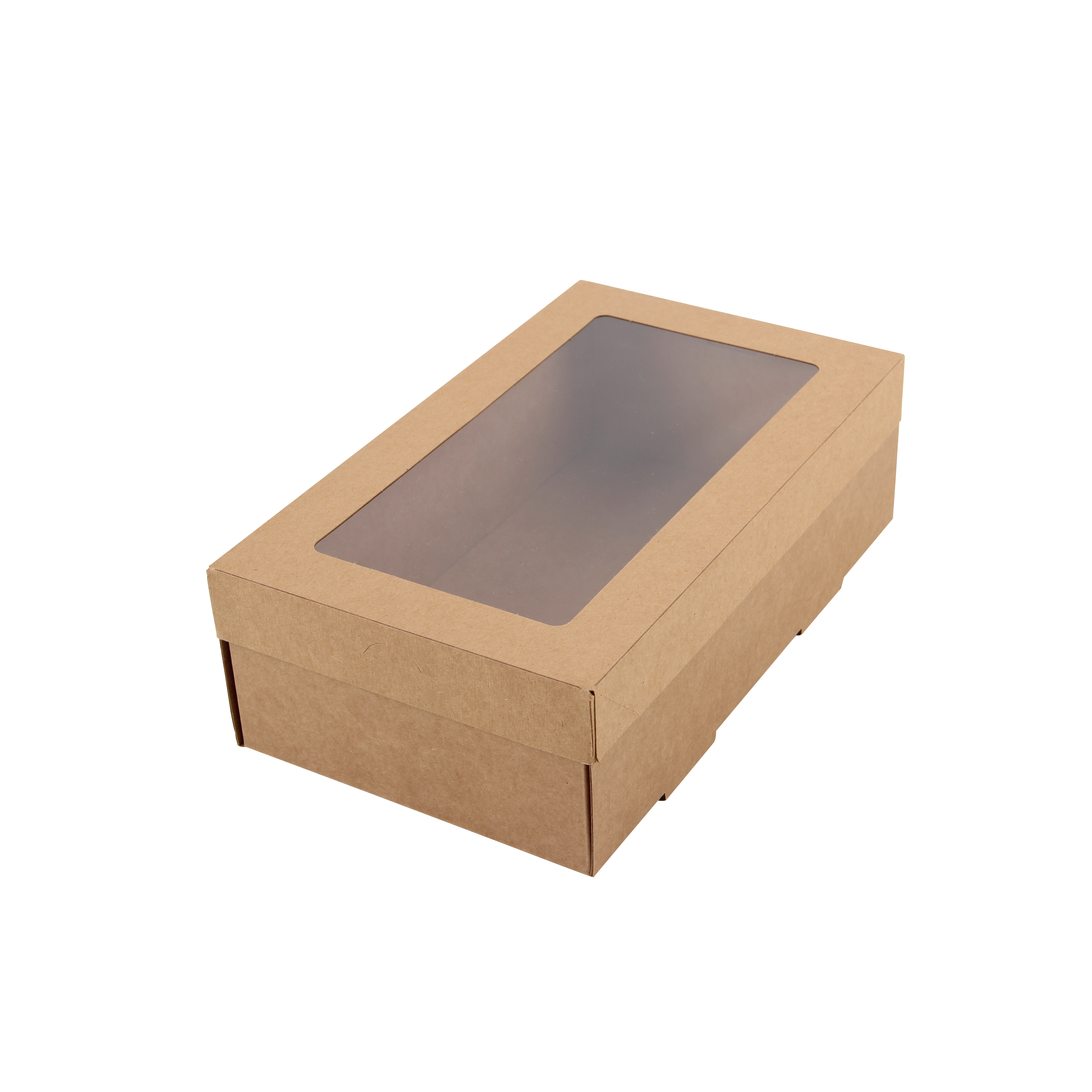 Cateringbox 8x15,3x25,5 med fönster av PET brun