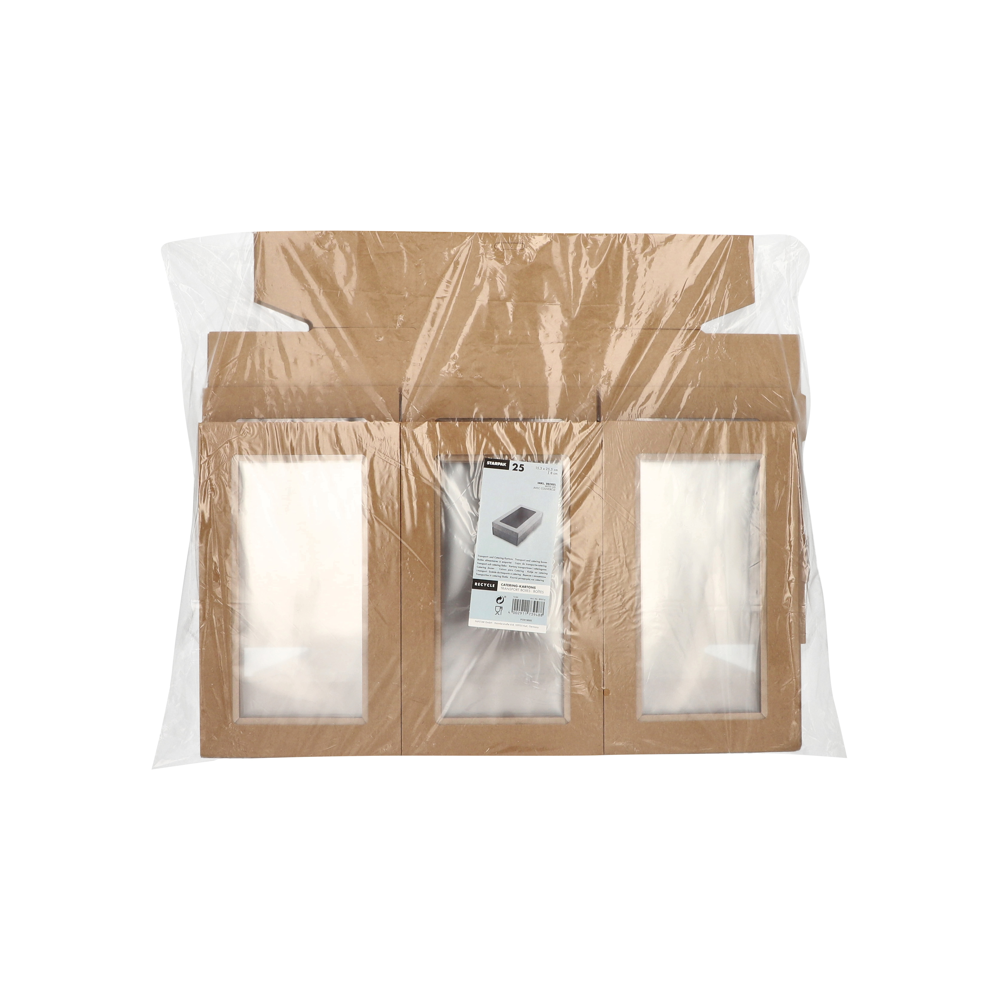 Cateringbox 8x15,3x25,5 med fönster av PET brun