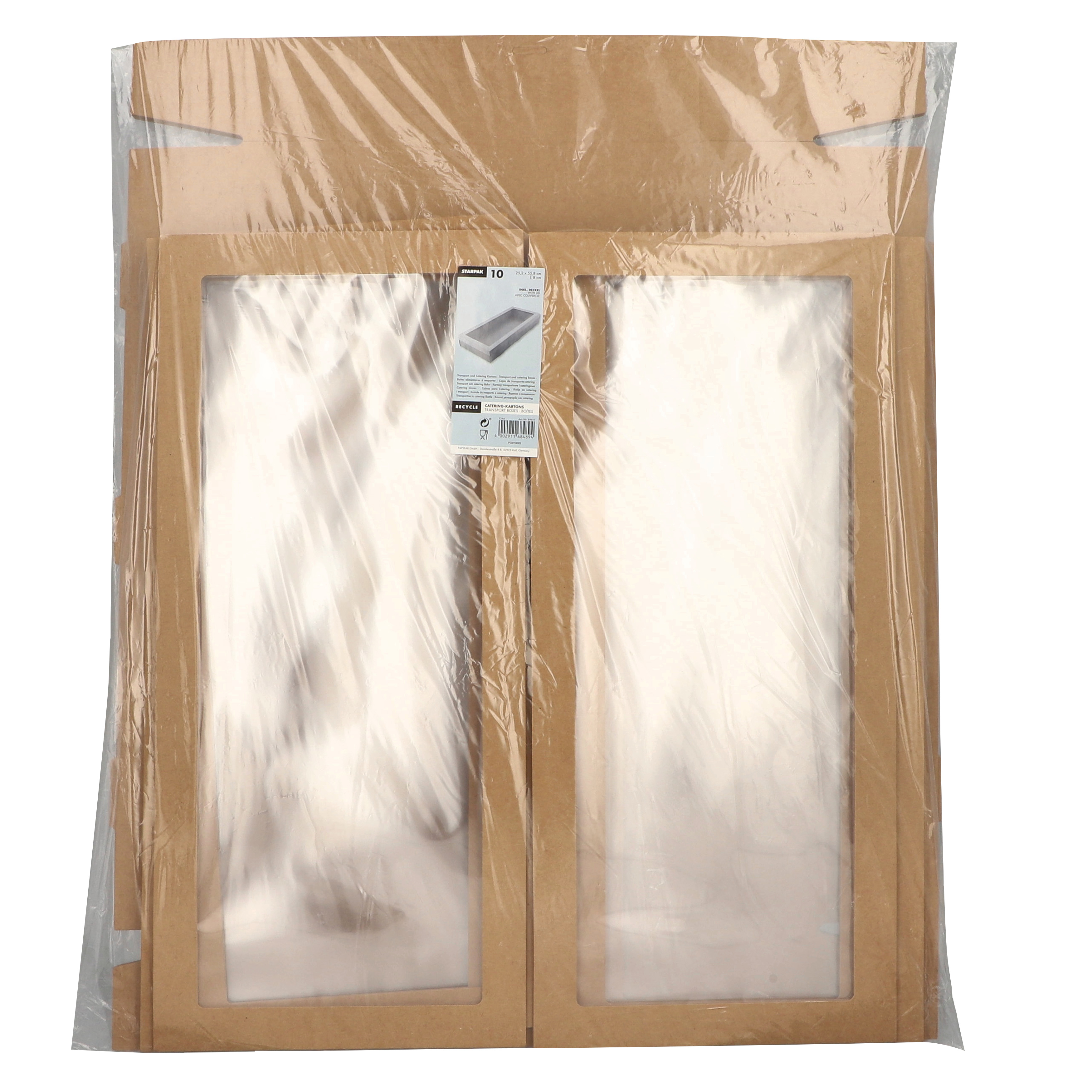 Cateringbox 8x25,2x55,8 med fönster av PET brun