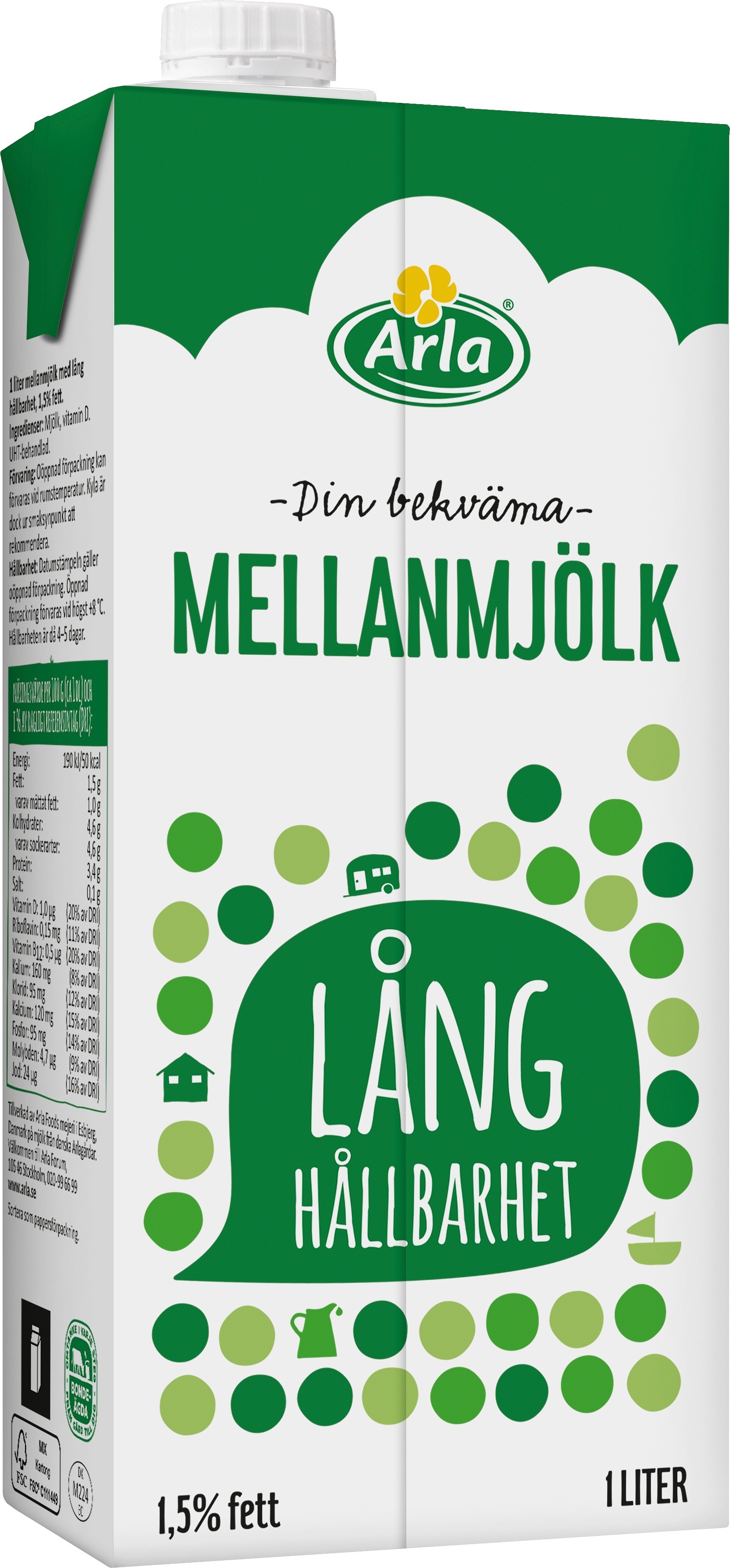 Mellanmjölk 1,5 % Lång Hållbarhet