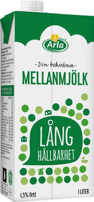 Mellanmjölk 1,5 % Lång Hållbarhet