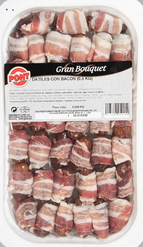 Dadlar Lindade med Lufttorkat Bacon