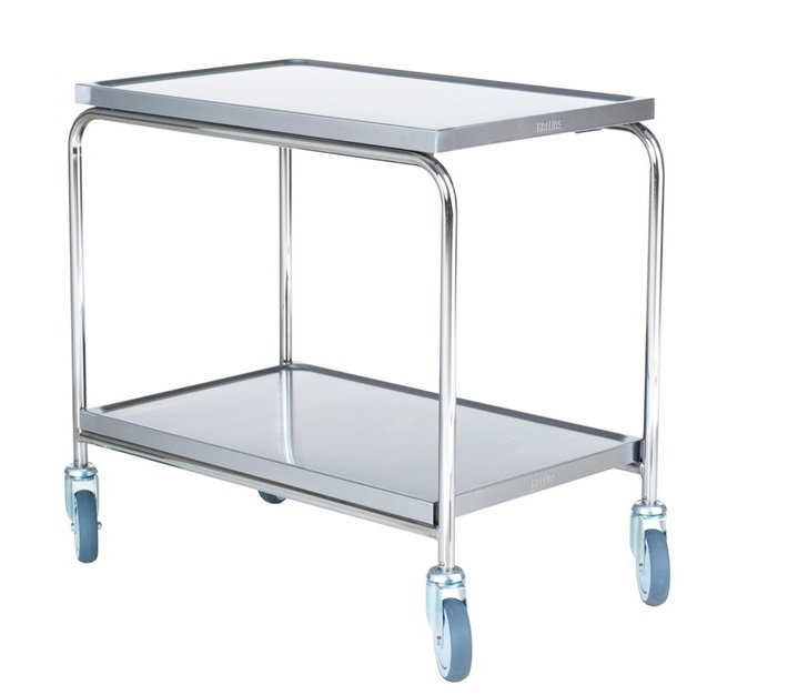 Rullbord 2 hyllor helt rostfri 90x55x82cm