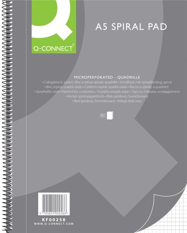 Spiralblock A5 Hålat Rutat