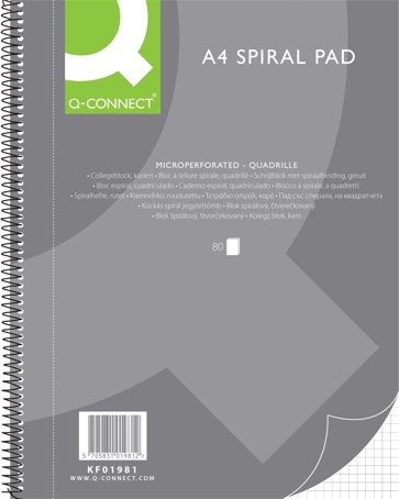 Kollegieblock Spiralbundna A4 Hålat Rutat