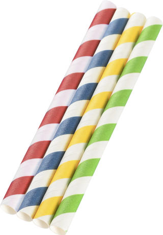 Sugrör Papper 1,2x22cm Randiga Blandade färger