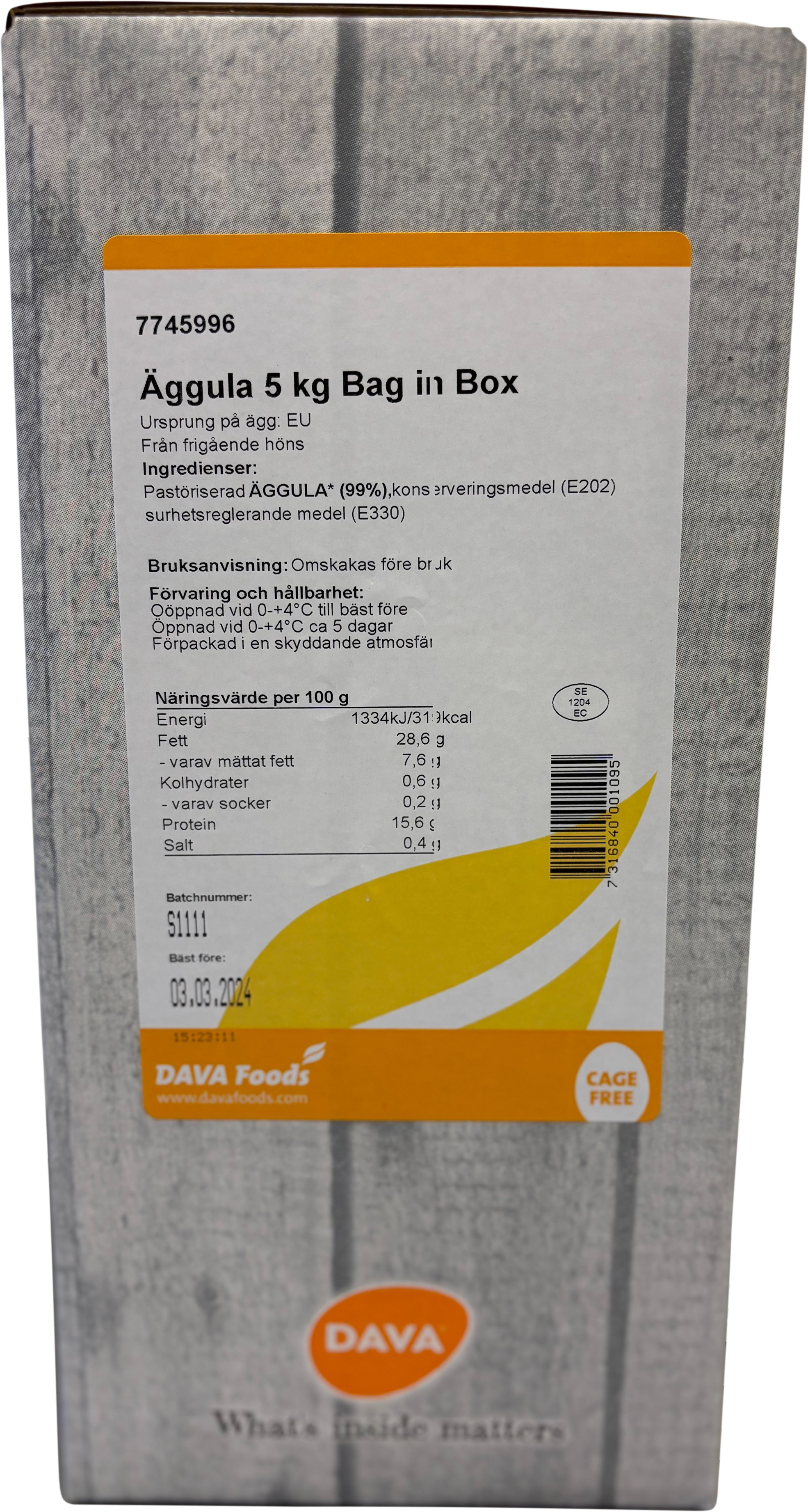 Flytande Äggula Bag in Box EU