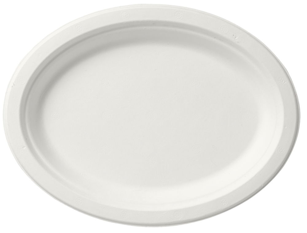 Tallrik Oval Bagasse Vit 26cm