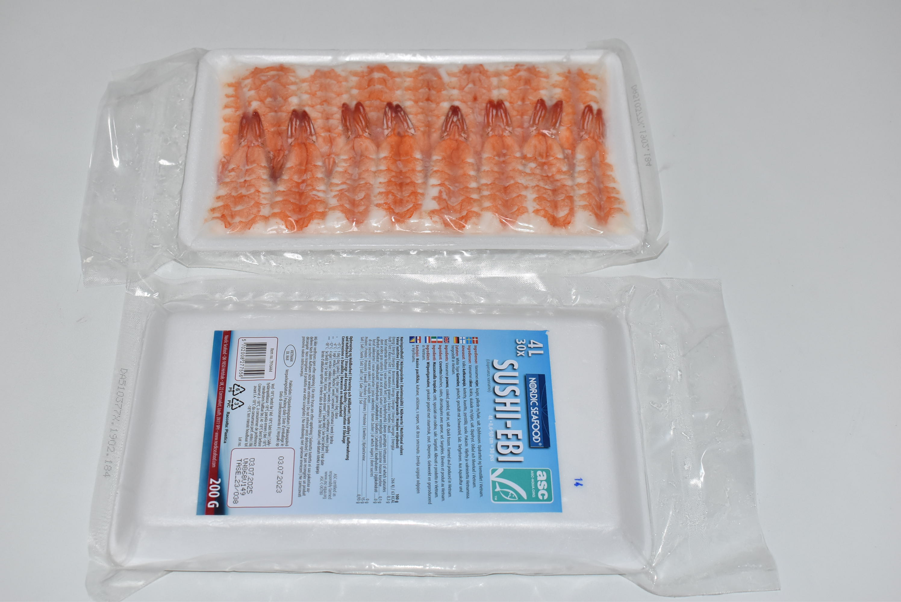 Vannameiräkor Sushi Kokta och Skalade med Stjärt
ASC