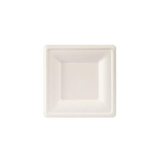 Tallrik Kantig Bagasse Vit 16x16cm