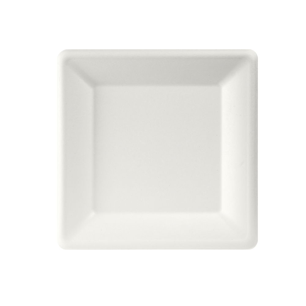 Tallrik Bagasse Kantig Vit 26x26cm