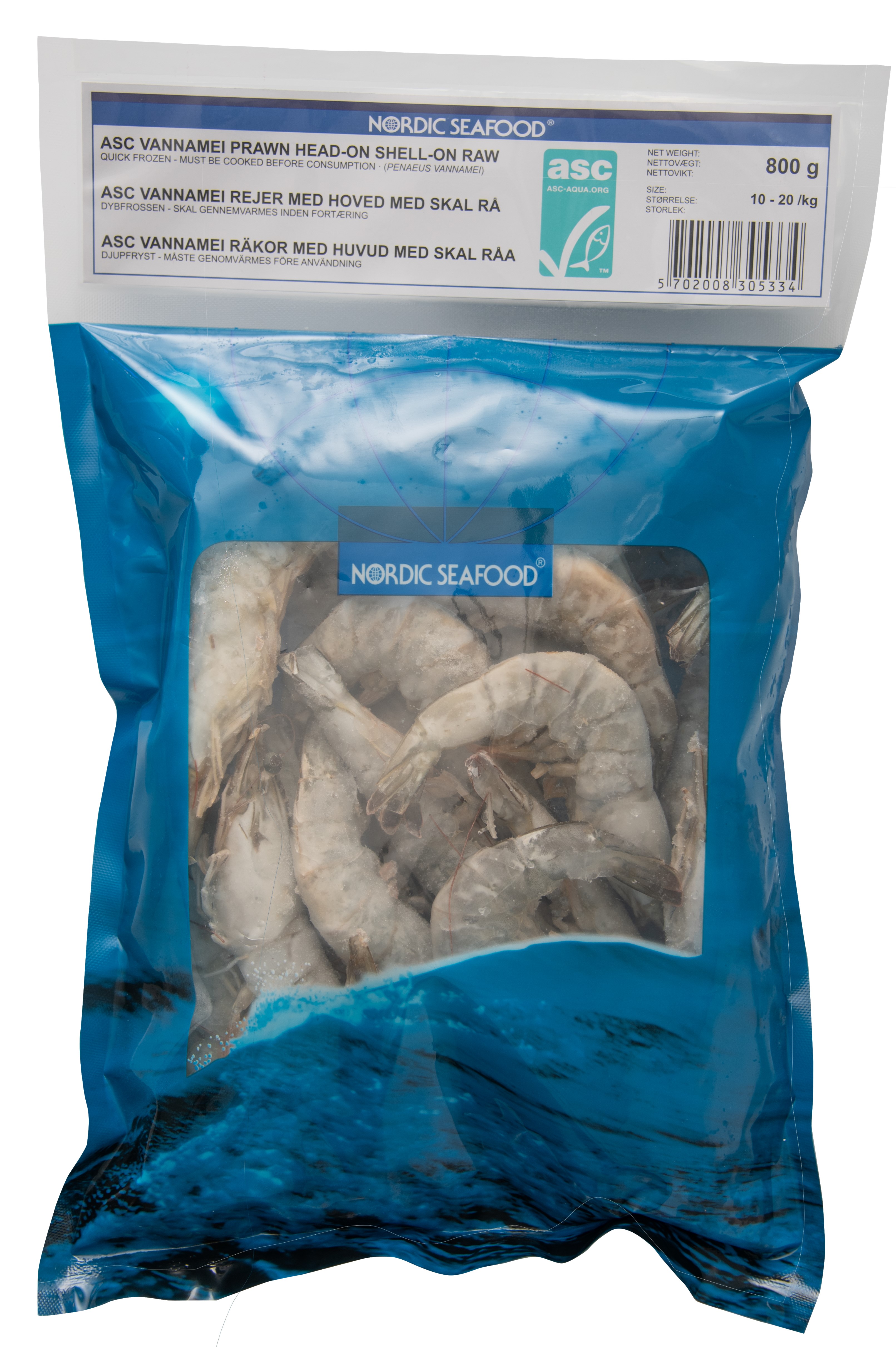 Vannameiräkor Råa med Huvud 10-20/kg ASC